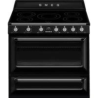 Smeg Victoria TR90IBL2 90cm Electric Range Cooker with Induction Hob - Black - A Rated, Black