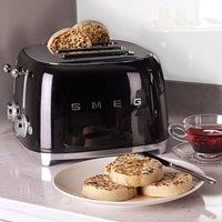 Smeg 50's Retro TSF03BLUK 4 Slice Toaster - Black, Black