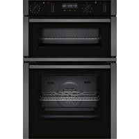 NEFF N50 U2ACH7AG7B Built In WiFi Connected Electric Double Oven with Pyrolytic Cleaning - Graphite - A/B Rated, Silver