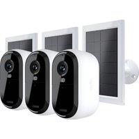 Arlo Essential 3 2K 3 Camera Kit with Solar Panel Smart Home Security Camera - White, White