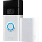 Ring Video Doorbell & Chime Gen 2 Bundle Smart Doorbell Full HD 1080p - Satin Nickel, Aluminium