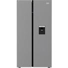 Beko HarvestFresh ASD234FVPX Non-Plumbed Frost Free American Fridge Freezer - Brushed Steel - F Rated, Stainless Steel