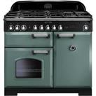 Rangemaster Classic Deluxe CDL100DFFMG/C 100cm Dual Fuel Range Cooker - Mineral Green / Chrome - A/A Rated, Green