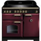 Rangemaster Classic Deluxe CDL100EICY/B 100cm Electric Range Cooker with Induction Hob - Cranberry / Brass - A/A Rated, Red
