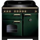 Rangemaster Classic Deluxe CDL100EIRG/B 100cm Electric Range Cooker with Induction Hob - Racing Green / Brass - A/A Rated, Green