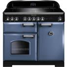 Rangemaster Classic Deluxe CDL100EISB/C 100cm Electric Range Cooker with Induction Hob - Stone Blue / Chrome - A/A Rated, Blue