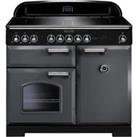 Rangemaster Classic Deluxe CDL100EISL/C 100cm Electric Range Cooker with Induction Hob - Slate / Chrome - A/A Rated, Grey