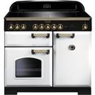 Rangemaster Classic Deluxe CDL100EIWH/B 100cm Electric Range Cooker with Induction Hob - White / Bra