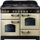 Rangemaster Classic Deluxe CDL110DFFCR/B 110cm Dual Fuel Range Cooker - Cream / Brass - A/A Rated, C