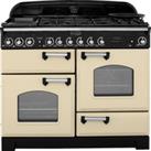 Rangemaster Classic Deluxe CDL110DFFCR/C 110cm Dual Fuel Range Cooker - Cream / Chrome - A/A Rated, Cream