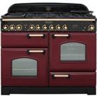 Rangemaster Classic Deluxe CDL110DFFCY/B 110cm Dual Fuel Range Cooker - Cranberry / Brass - A/A Rate