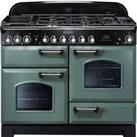 Rangemaster Classic Deluxe CDL110DFFMG/C 110cm Dual Fuel Range Cooker - Mineral Green / Chrome - A/A