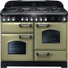 Rangemaster Classic Deluxe CDL110DFFOG/C 110cm Dual Fuel Range Cooker - Olive Green / Chrome - A/A R