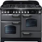 Rangemaster Classic Deluxe CDL110DFFSL/C 110cm Dual Fuel Range Cooker - Slate Grey / Chrome - A/A Ra