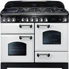 Rangemaster Classic Deluxe CDL110DFFWH/C 110cm Dual Fuel Range Cooker - White / Chrome - A/A Rated, 
