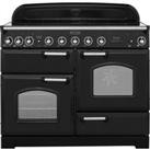 Rangemaster Classic Deluxe CDL110EIBL/C 110cm Electric Range Cooker with Induction Hob - Black / Chrome - A/A Rated, Black