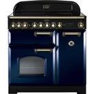 Rangemaster Classic Deluxe CDL90ECRB/B 90cm Electric Range Cooker with Ceramic Hob - Regal Blue / Br
