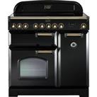 Rangemaster Classic Deluxe CDL90EIBL/B 90cm Electric Range Cooker with Induction Hob - Black / Brass