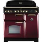 Rangemaster Classic Deluxe CDL90EICY/C 90cm Electric Range Cooker with Induction Hob - Cranberry / Chrome - A/A Rated, Red
