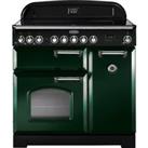 Rangemaster Classic Deluxe CDL90EIRG/C 90cm Electric Range Cooker with Induction Hob - Racing Green / Chrome - A/A Rated, Green