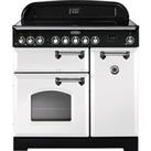 Rangemaster Classic Deluxe CDL90EIWH/C 90cm Electric Range Cooker with Induction Hob - White / Chrom