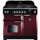 Rangemaster Classic CLA100DFFCY/C 100cm Dual Fuel Range Cooker - Cranberry / Chrome - A/A Rated, Red