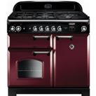 Rangemaster Classic productcode 100cm Dual Fuel Range Cooker - Cranberry / Chrome - A/A Rated, Red