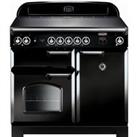 Rangemaster Classic CLA100EIBL/C 100cm Electric Range Cooker with Induction Hob - Black / Chrome - A/A Rated, Black