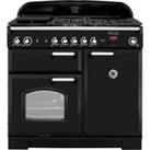 Rangemaster Classic CLA100NGFBL/C 100cm Gas Range Cooker with Electric Fan Oven - Black / Chrome - A