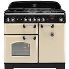 Rangemaster Classic CLA100NGFCR/C 100cm Gas Range Cooker with Electric Fan Oven - Cream / Chrome - A