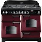Rangemaster Classic CLA110DFFCY/C 110cm Dual Fuel Range Cooker - Cranberry / Chrome - A/A Rated, Red