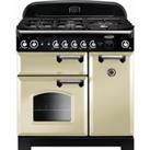 Rangemaster Classic CLA90NGFCR/C 90cm Gas Range Cooker with Electric Fan Oven - Cream / Chrome - A+/A Rated, Cream