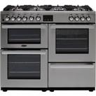 Belling Cookcentre100DFT Prof 100cm Dual Fuel Range Cooker - Stainless Steel - A/A Rated, Stainless Steel