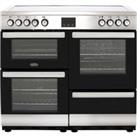 Belling Cookcentre100E 100cm Electric Range Cooker with Ceramic Hob - Stainless Steel - A/A Rated, Stainless Steel