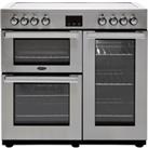 Belling Cookcentre90EProf 90cm Electric Range Cooker with Ceramic Hob - Stainless Steel - A/A Rated,