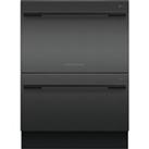 Fisher & Paykel Double DishDrawer DD60DDFHB9 Semi Integrated Standard Dishwasher - Black Steel Control Panel with Fixed Door Fixing Kit - E Rated, Black