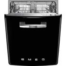 Smeg DIFABBL Fully Integrated Standard Dishwasher - Black Control Panel with Fixed Door Fixing Kit - B Rated, Black