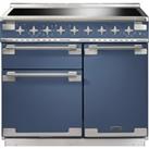 Rangemaster Elise ELS100EISB 100cm Electric Range Cooker with Induction Hob - Stone Blue - A/A/A Rated, Blue