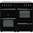 Belling Farmhouse100E 100cm Electric Range Cooker with Ceramic Hob - Black - A/A Rated, Black