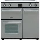 Belling Farmhouse90Ei 90cm Electric Range Cooker with Induction Hob - Silver - A/A Rated, Silver
