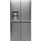 Haier HCR7918EIMP Plumbed Total No Frost American Fridge Freezer - Platinum Inox - E Rated, Silver