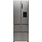 Haier HFR5719EWMP Non-Plumbed Total No Frost American Fridge Freezer - Platinum Inox - E Rated, Silver