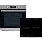 Hotpoint HotSA2Induct Built In Electric Single Oven and Induction Hob Pack - Stainless Steel / Black