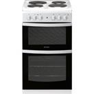 Indesit Cloe ID5E92KMW 50cm Electric Cooker with Solid Plate Hob - White - A Rated, White