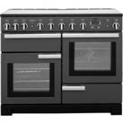 Rangemaster Professional Deluxe PDL110EISL/C 110cm Electric Range Cooker with Induction Hob - Slate / Chrome - A/A Rated, Grey