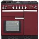 Rangemaster Professional Plus PROP90NGFCY/C 90cm Gas Range Cooker with Electric Fan Oven - Cranberry - A+/A Rated, Red