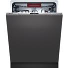 NEFF N50 Extra Height S295HCX26G Wifi Connected Fully Integrated Standard Dishwasher - Stainless Steel Control Panel with Fixed Door Fixing Kit - D Rated, Stainless Steel