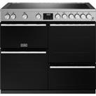 Stoves Precision Deluxe ST DX PREC D1000Ei RTY SS 100cm Electric Range Cooker with Induction Hob - Black / Stainless Steel - A Rated, Black
