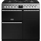 Stoves Precision Deluxe ST DX PREC D900DF SS 90cm Dual Fuel Range Cooker - Stainless Steel / Black -