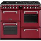 Stoves Richmond Deluxe ST DX RICH D1000DF CRE 100cm Dual Fuel Range Cooker - Chilli Red - A Rated, R